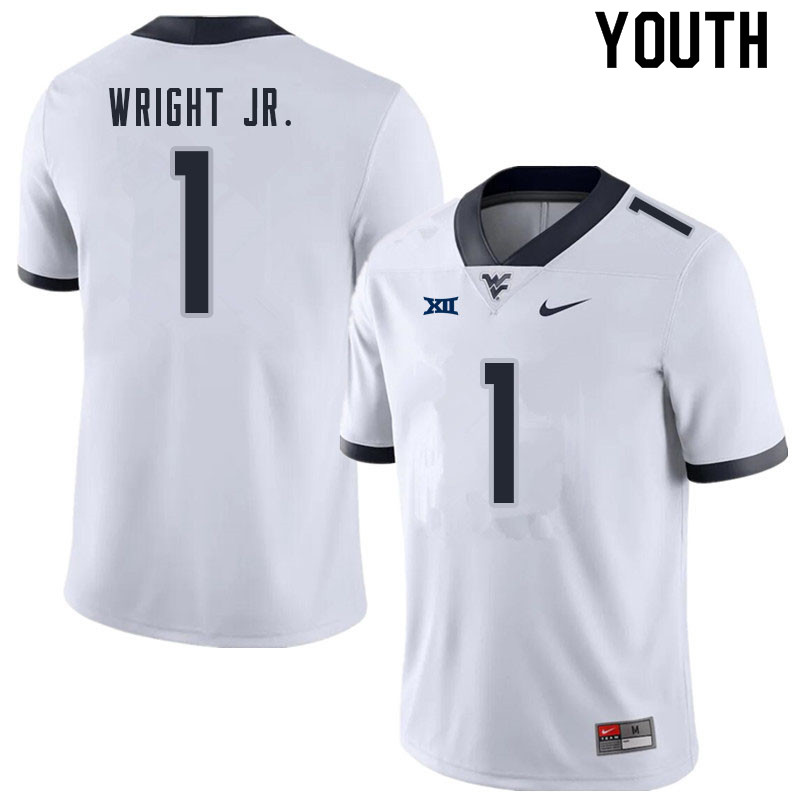 Youth #1 Winston Wright Jr. West Virginia Mountaineers College Football Jerseys Sale-White - Click Image to Close